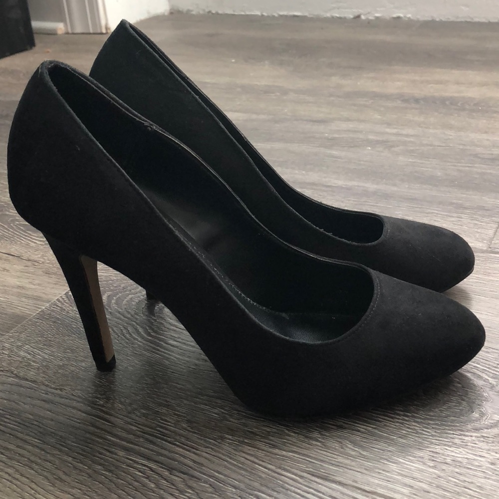 Black suede pumps